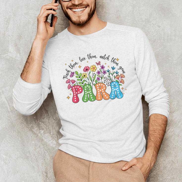 Wildflower Para Floral Paraprofessional Paraeducator Teacher Men's Long Sleeve T-Shirt, novelty gifts, funny gifts Wildflower Para Floral Paraprofessional Paraeducator Teacher Men's Long Sleeve T-Shirt, novelty gifts, funny gifts