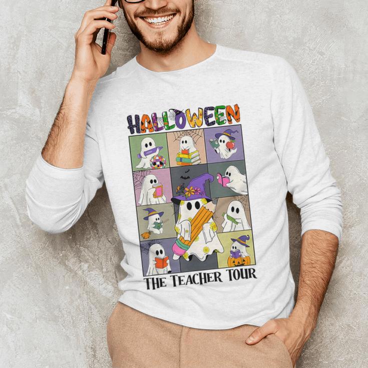 Women Halloween The Teacher Tour Ghosts Pencil Pumpkins Men's Long Sleeve T-Shirt, novelty gifts, funny gifts