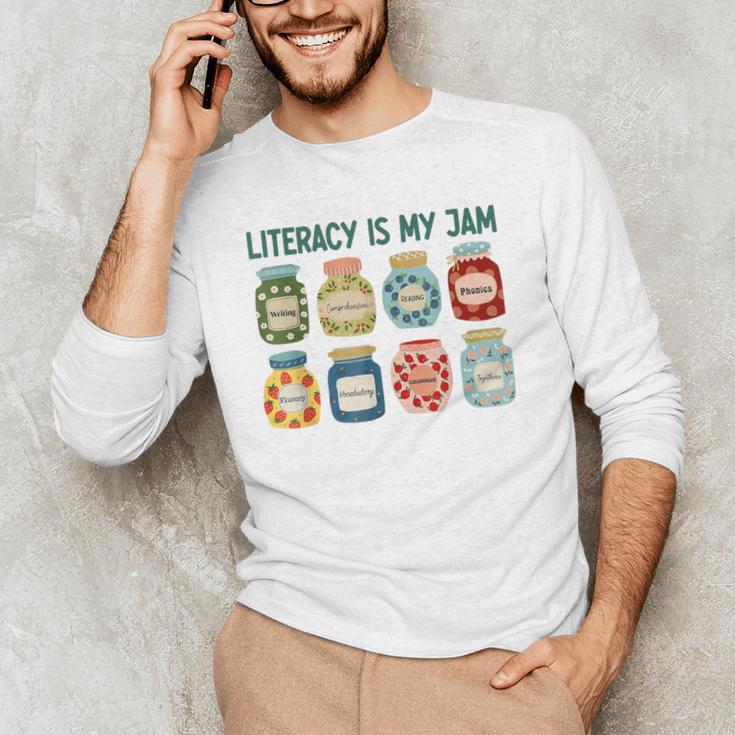 Women Literacy Is My Jam Literacy Teacher Reading Teacher Men's Long Sleeve T-Shirt, novelty gifts, funny gifts Women Literacy Is My Jam Literacy Teacher Reading Teacher Men's Long Sleeve T-Shirt, novelty gifts, funny gifts