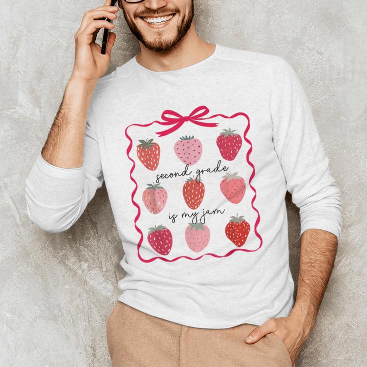 Women Second Grade Is My Jam Strawberry First Kids Teacher Men's Long Sleeve T-Shirt, novelty gifts, funny gifts Women Second Grade Is My Jam Strawberry First Kids Teacher Men's Long Sleeve T-Shirt, novelty gifts, funny gifts