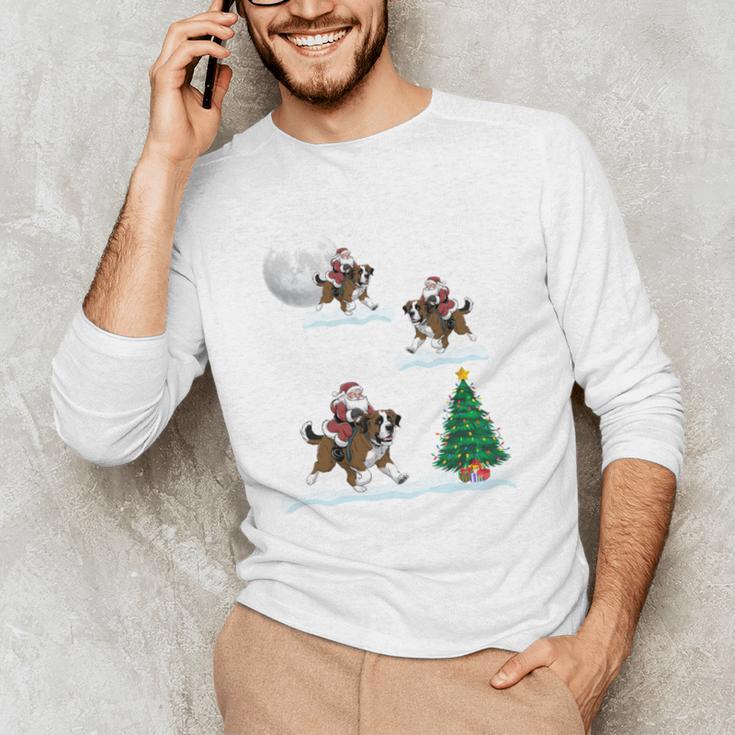 Xmas Lighting Tree Santa Riding Boston Terrier Christmas Men's Long Sleeve T-Shirt, novelty gifts, funny gifts
