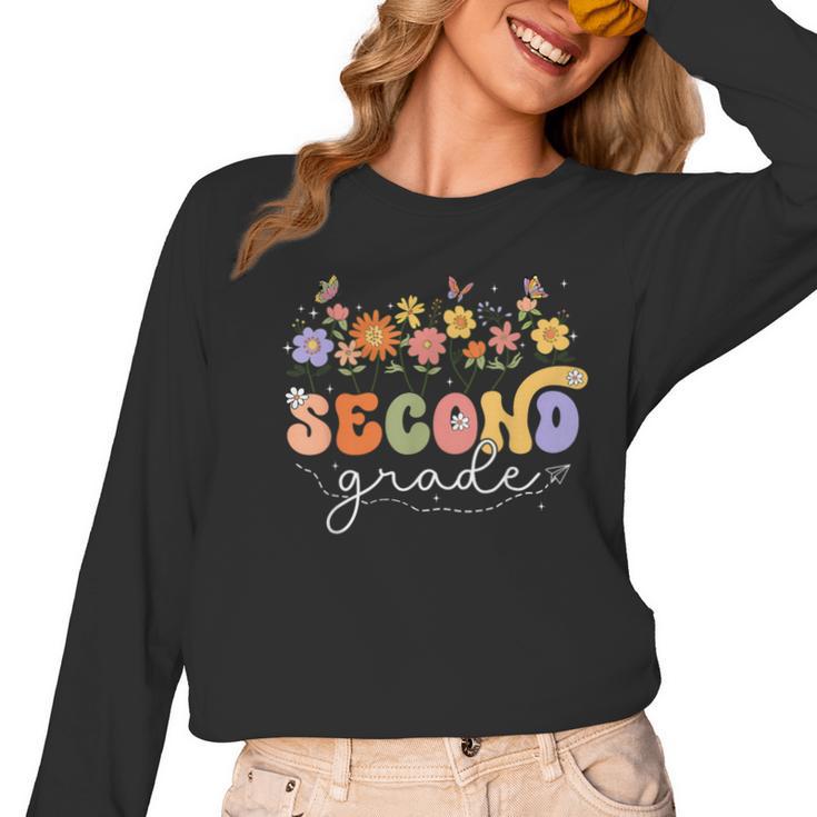 2nd Second Grade Teacher Wildflower Back To School Floral Women Long Sleeve T-Shirt
