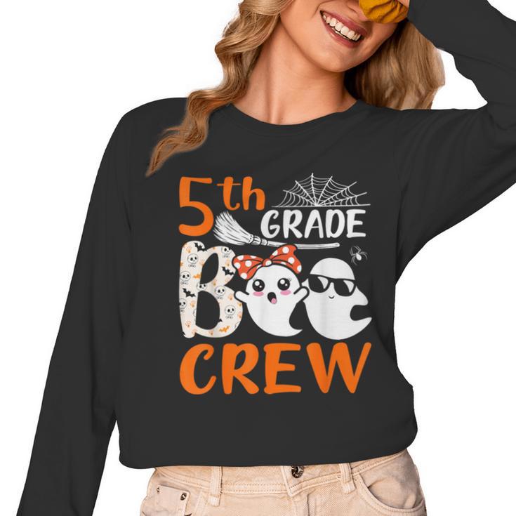 5th Grade Boo Crew Teachers Students Ghost Halloween Women Long Sleeve T-Shirt