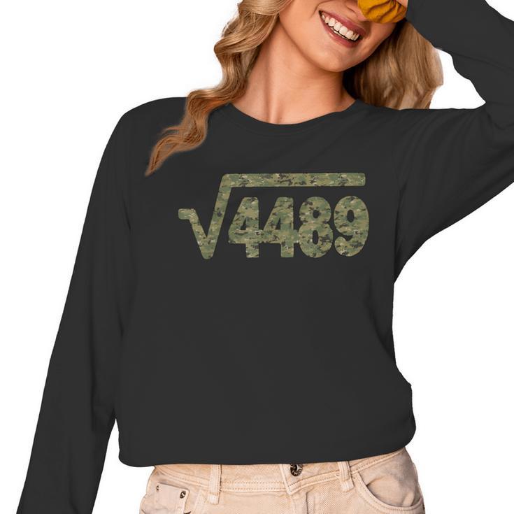 6 7 Army Pattern Meme Square Root 4489 Slang Math Teacher Women Long Sleeve T-Shirt
