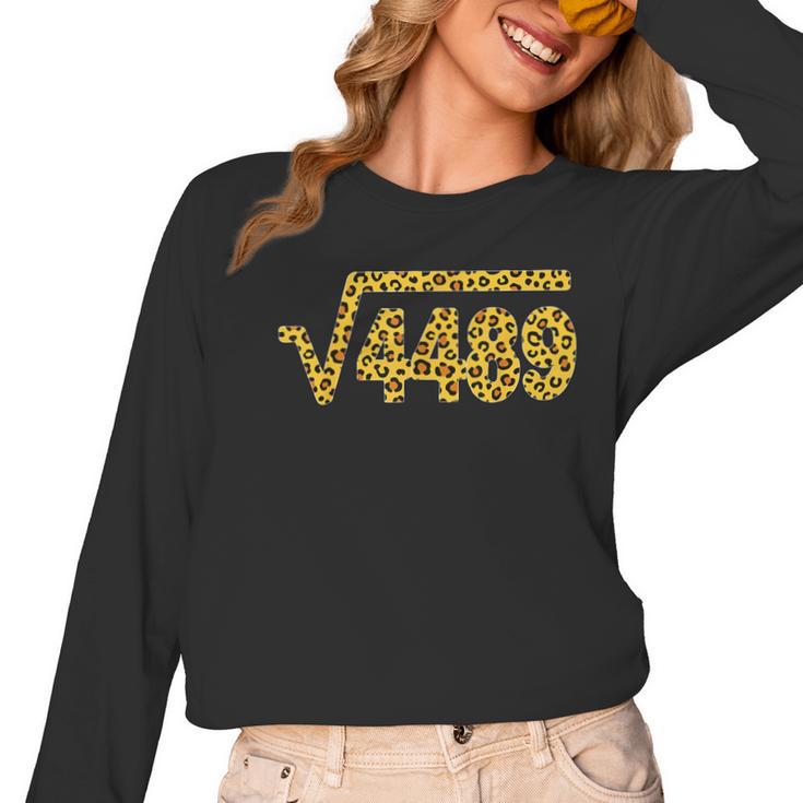 6 7 Leopard Pattern Meme Square Root 4489 Slang Math Teacher Women Long Sleeve T-Shirt