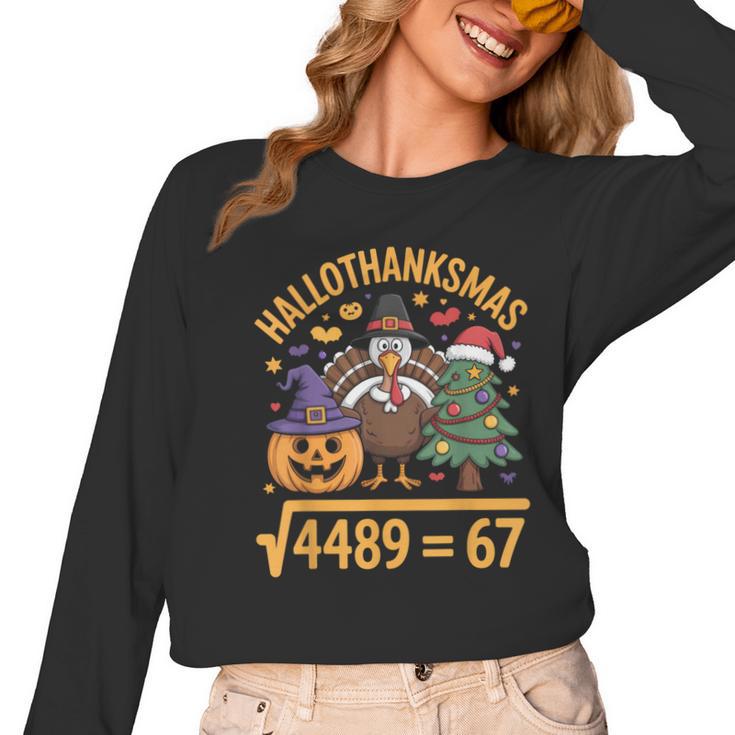 67 Meme Math Teacher Root 4489 Hallothanksmas Six Seven Women Long Sleeve T-Shirt