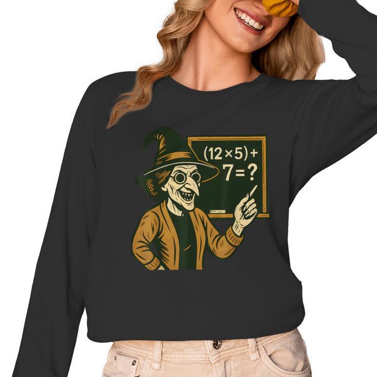 67 Teacher Halloween Witch Six Seven Meme Brainrot Math Joke Women Long Sleeve T-Shirt
