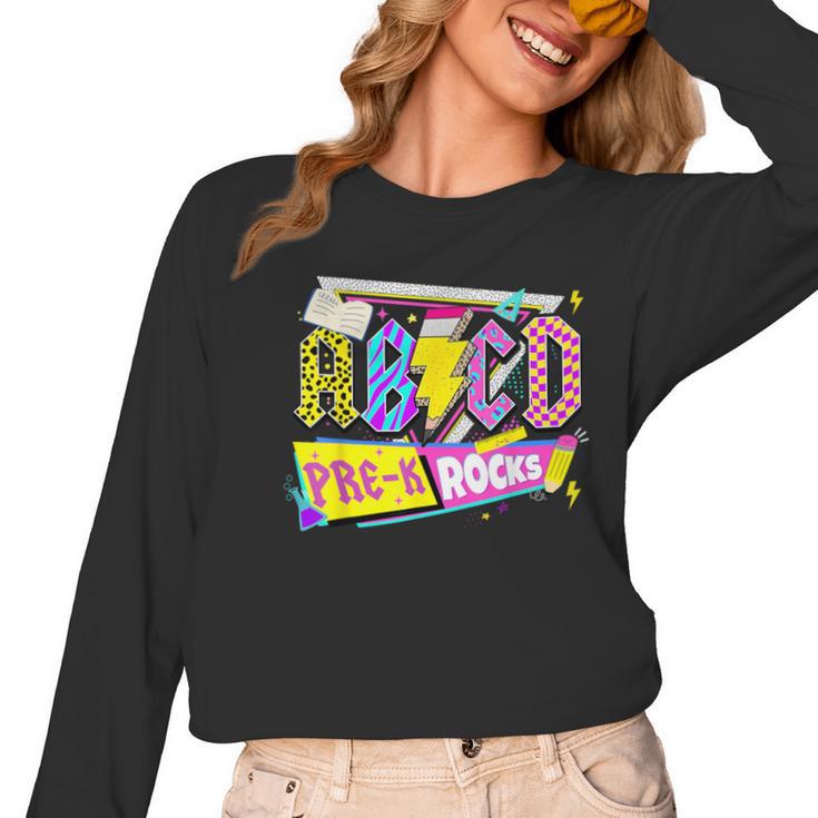 ABCD Pre-K Rocks Back To School PreK Kindergarten Teacher Women Long Sleeve T-Shirt