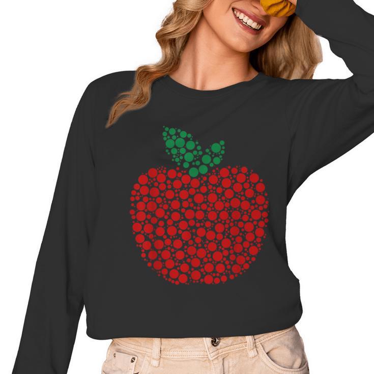 Apple Dot Pattern Art Teacher Appreciation Men Women Humor Women Long Sleeve T-Shirt
