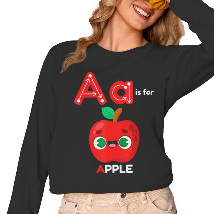 A Is For Apple Pre-K Kindergarten Teacher Student Women Long Sleeve T-Shirt