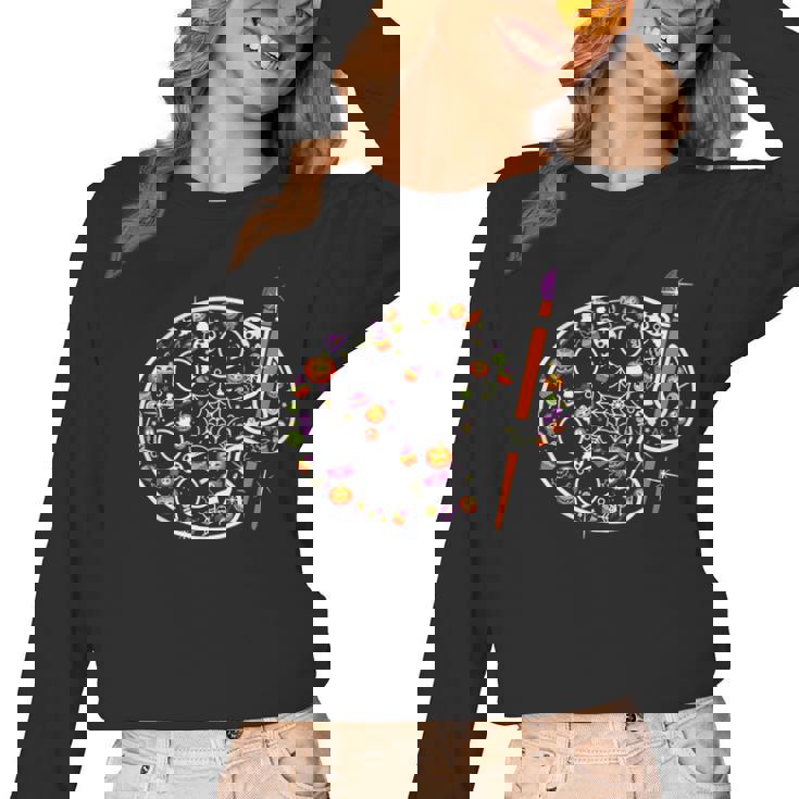 Art Teacher Pumpkin Scary Halloween Costume Men Women Women Long Sleeve T-Shirt