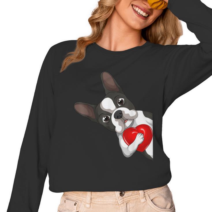 Boston Terrier Bostie Dog Kids Women Girls Women Long Sleeve T-Shirt