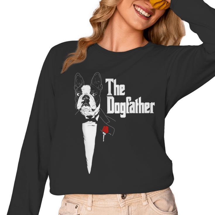 Boston Terrier Dad The DogFather Shirt Boston Terrier Women Long Sleeve T-Shirt