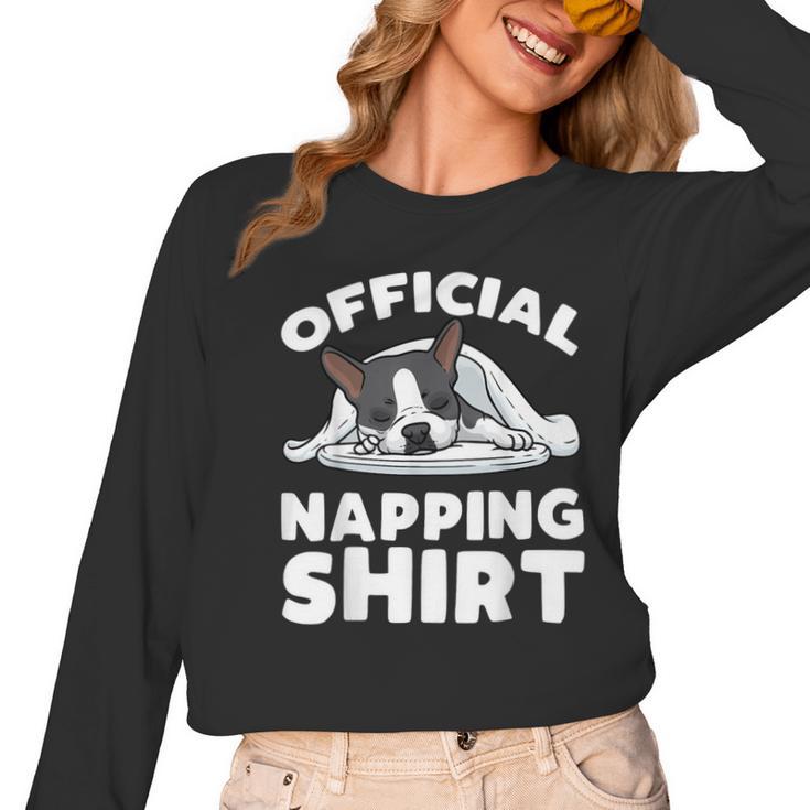 Boston Terrier Dog Official Sleeping Shirt Men Women Kids Women Long Sleeve T-Shirt