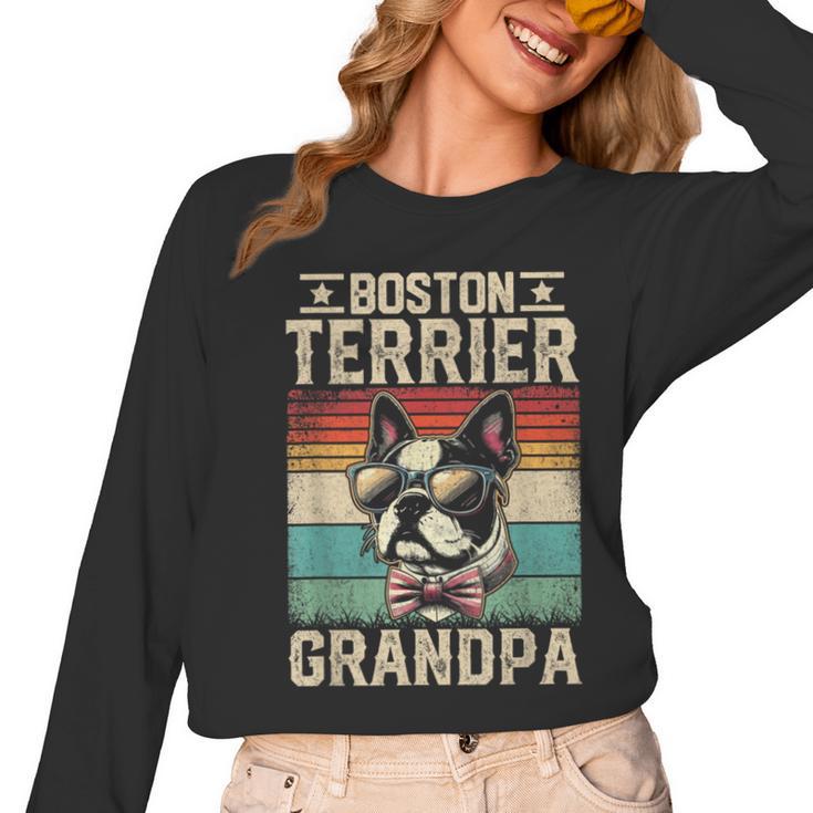 Boston Terrier Grandpa Dog Lover Father's Day Women Long Sleeve T-Shirt