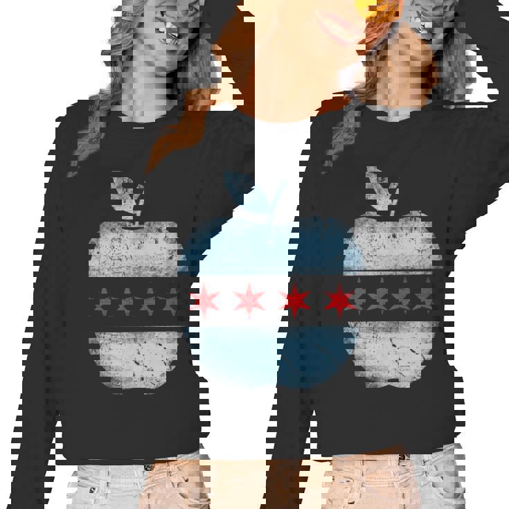 Chicago Flag Teacher School Cute Women Long Sleeve T-Shirt