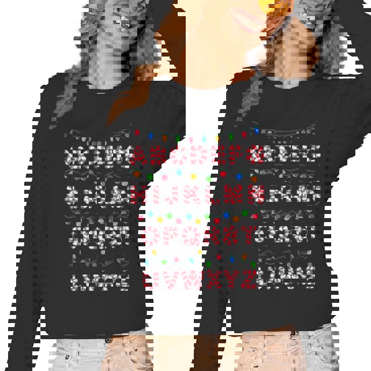 Christmas Alphabet Candy Cane Teachers Students Candy Cane For Men Women Kids Women Long Sleeve T-Shirt