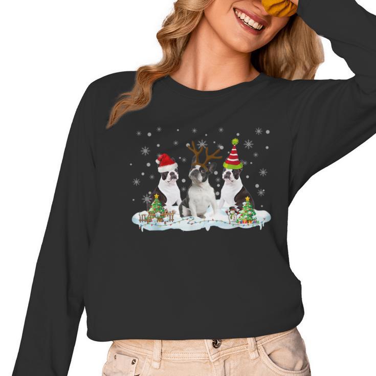 Christmas Boston Terrier Santa Dog Lover Women Long Sleeve T-Shirt