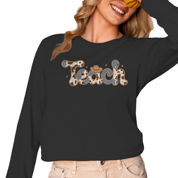 Cowhide Teacher Hat Cowboy Western Teacher Back To School Women Long Sleeve T-Shirt, trending gift Cowhide Teacher Hat Cowboy Western Teacher Back To School Women Long Sleeve T-Shirt, trending gift