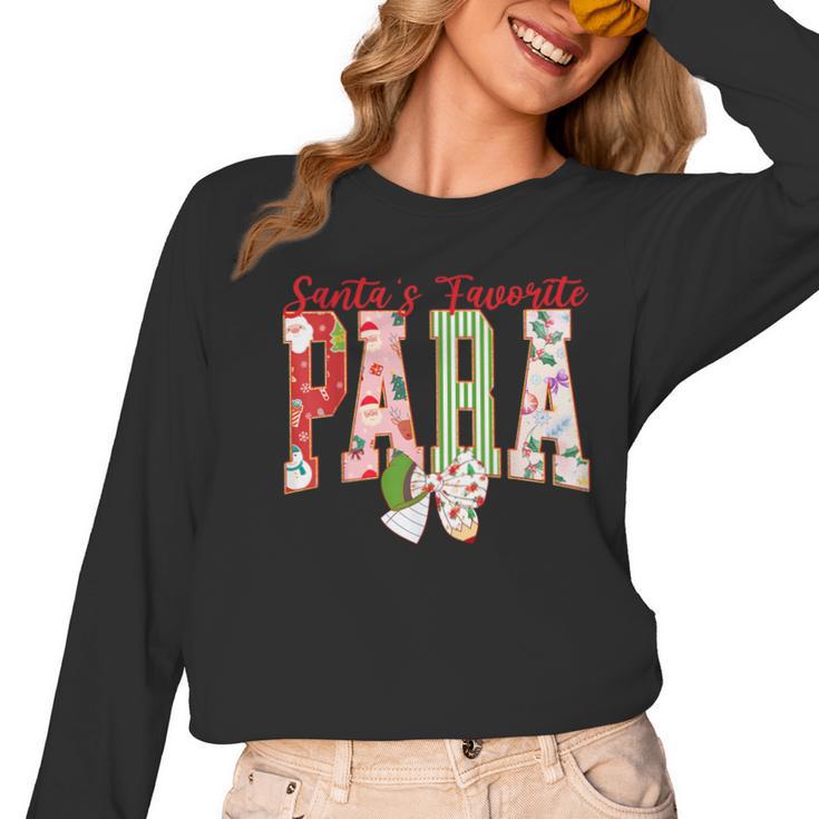 Cute Santas Favorite Para Christmas Paraprofessional Teacher Women Long Sleeve T-Shirt