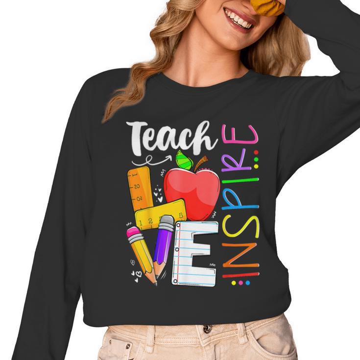 Cute Teach Love And Inspire Men Women Teacher Women Long Sleeve T-Shirt