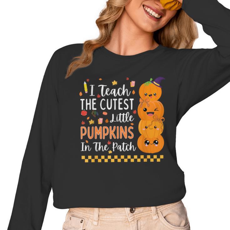 Cute Teacher Halloween For Women Men Teacher Pumpkin Women Long Sleeve T-Shirt