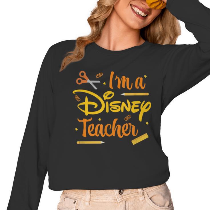 Disney Back To School I'm A Disney Teacher Crafty Logo Women Long Sleeve T-Shirt