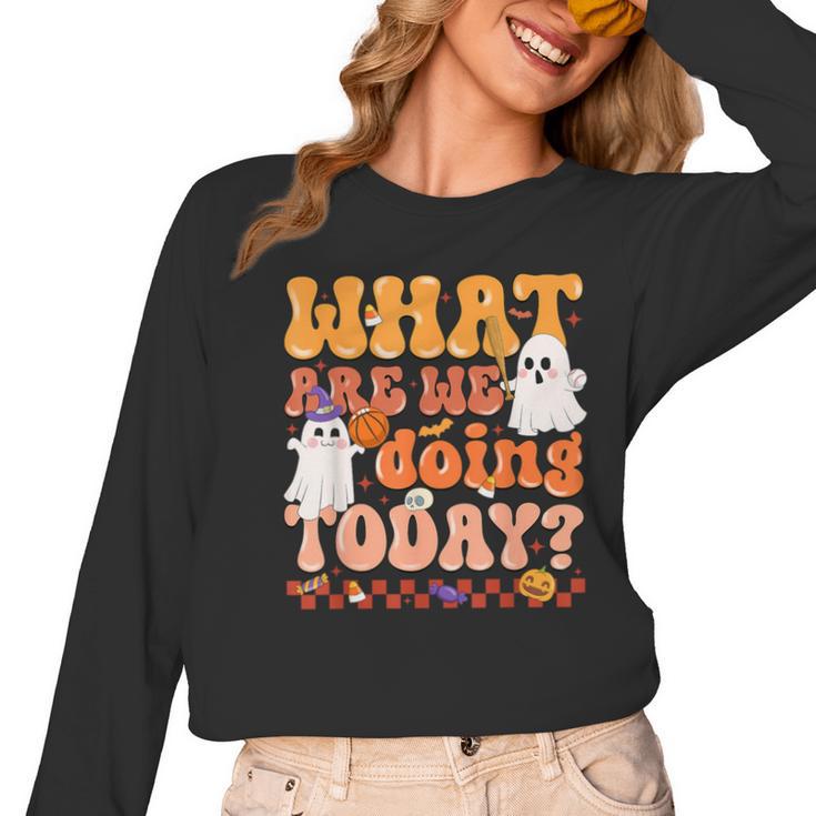 What Are We Doing Today Halloween PE Spooky Teacher Women Long Sleeve T-Shirt