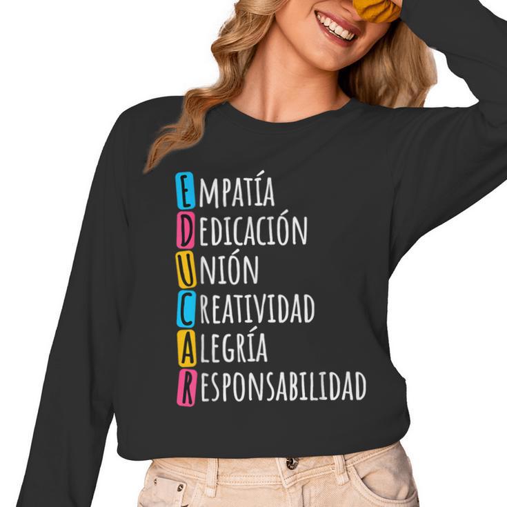 Educar Bilingual Spanish Teacher Women Long Sleeve T-Shirt