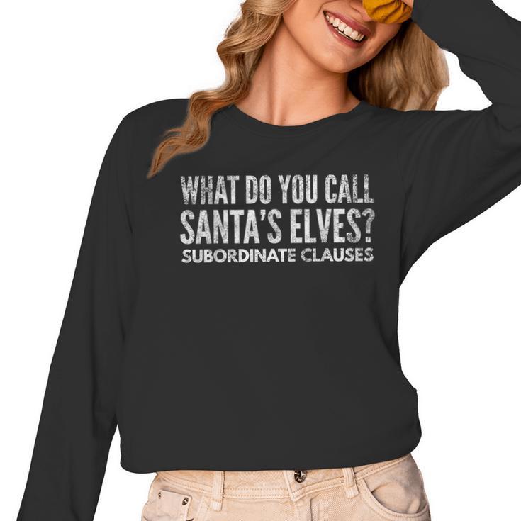 English Teacher About Grammar And Christmas Women Long Sleeve T-Shirt