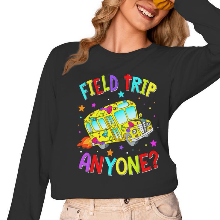 Groovy Field Trip Anyone Happy Field Day For Teachers Kids Women Long Sleeve T-Shirt