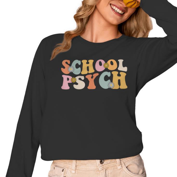 Groovy Retro School Psych Teacher School Psychologist For Men Women Girls Kids Women Long Sleeve T-Shirt