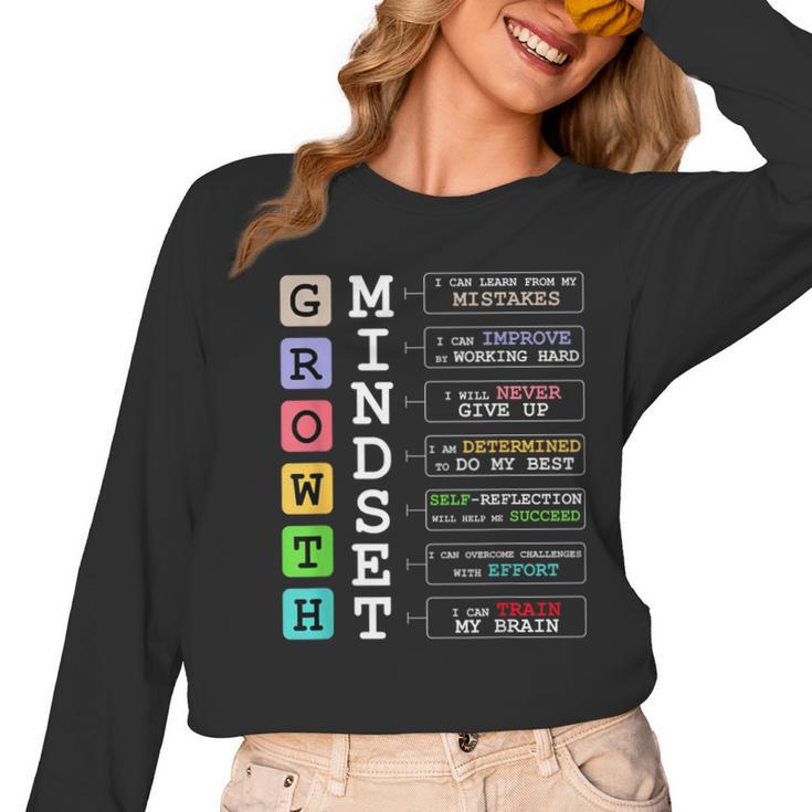 Growth Mindset Shirt Positive School Classroom Teacher Women Long Sleeve T-Shirt