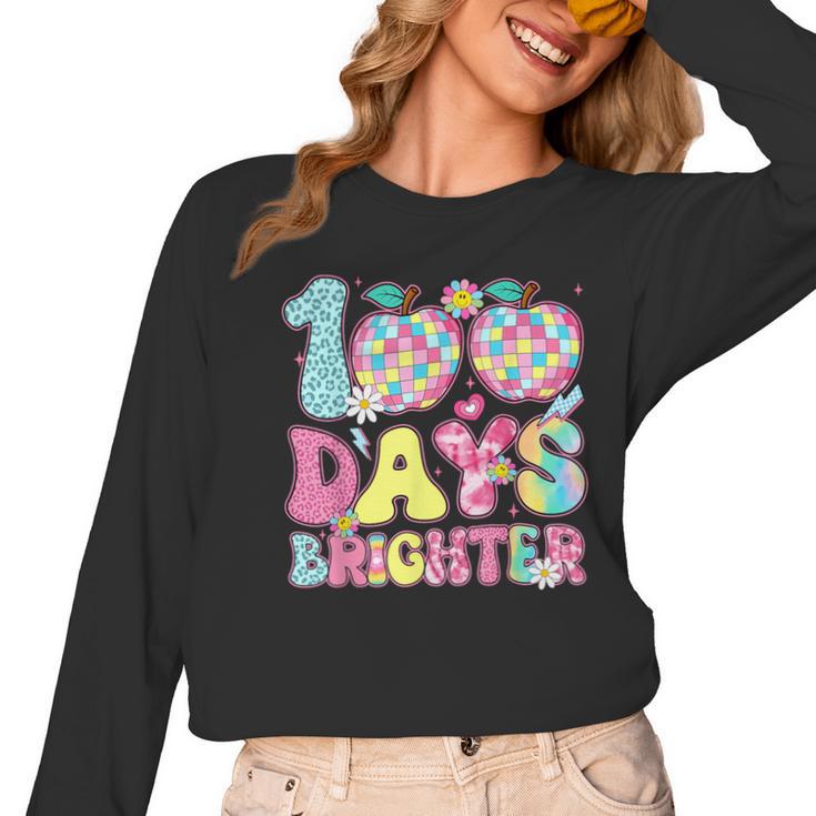 Happy 100th Day Of School 100 Days Brighter Teachers Kids Women Long Sleeve T-Shirt, trending gift