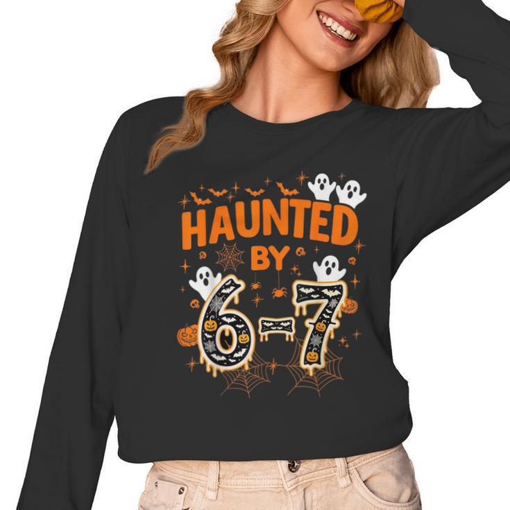 Haunted By 6-7 Halloween Math Teacher Joke Women Long Sleeve T-Shirt