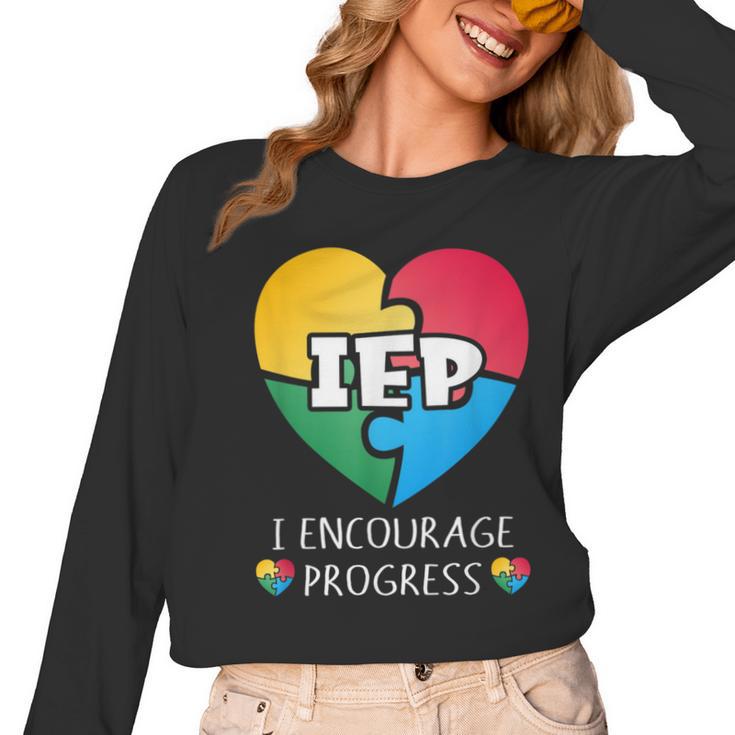 IEP I Encourage Progress Special Education School Teacher Women Long Sleeve T-Shirt
