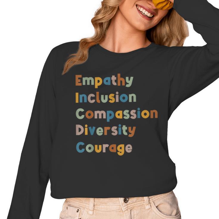 Inclusive Teacher Diversity Inclusion Empathy Teacher Team Women Long Sleeve T-Shirt