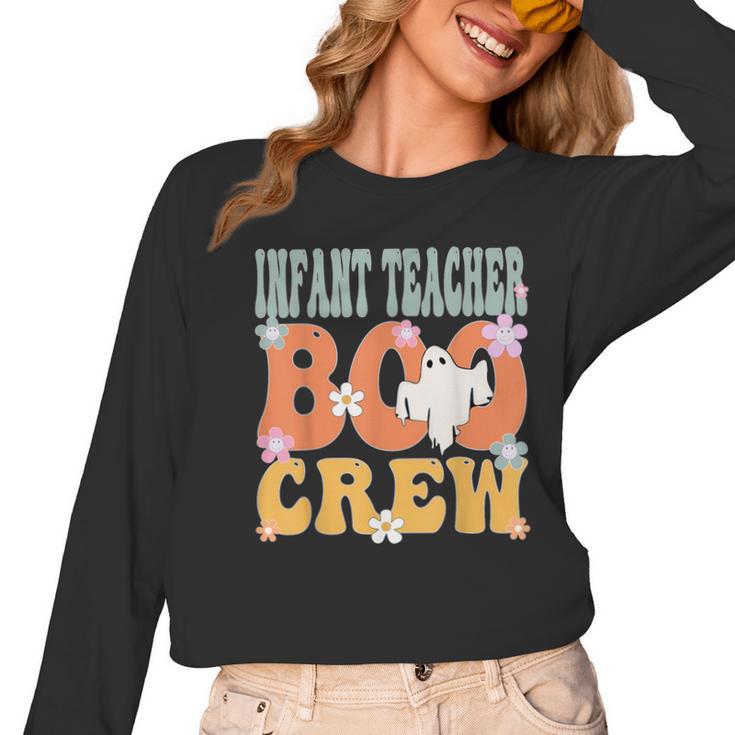 Infant Teacher Boo Crew Ghost Groovy Halloween For Women Women Long Sleeve T-Shirt