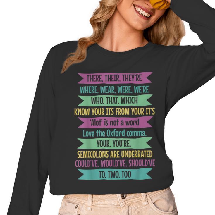 Their There And They'Re English Teacher Men Women Women Long Sleeve T-Shirt