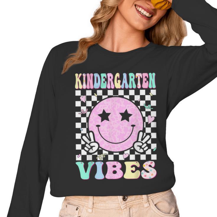 Kindergarten Vibes First Day Of School Kindergarten Teacher Women Long Sleeve T-Shirt