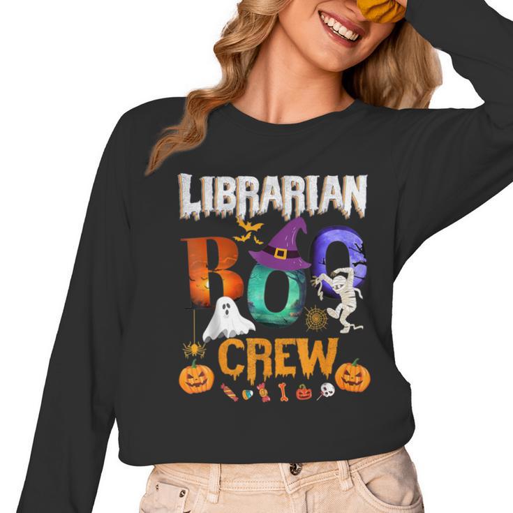 Librarian Boo Crew Teacher Student Halloween Costume Women Long Sleeve T-Shirt