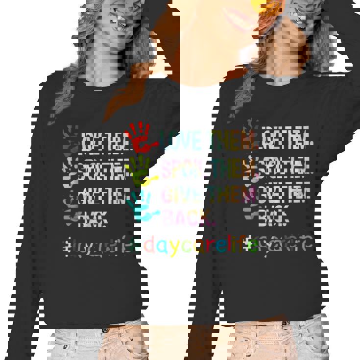 Love Daycare Provider Childcare Teacher Tie Dye Women Long Sleeve T-Shirt