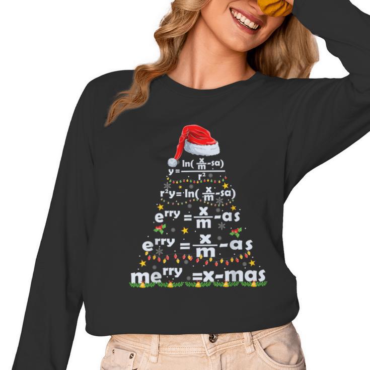 Math Equation Merry X-Mas Math Teacher Christmas Humor Men Women Kids Women Long Sleeve T-Shirt