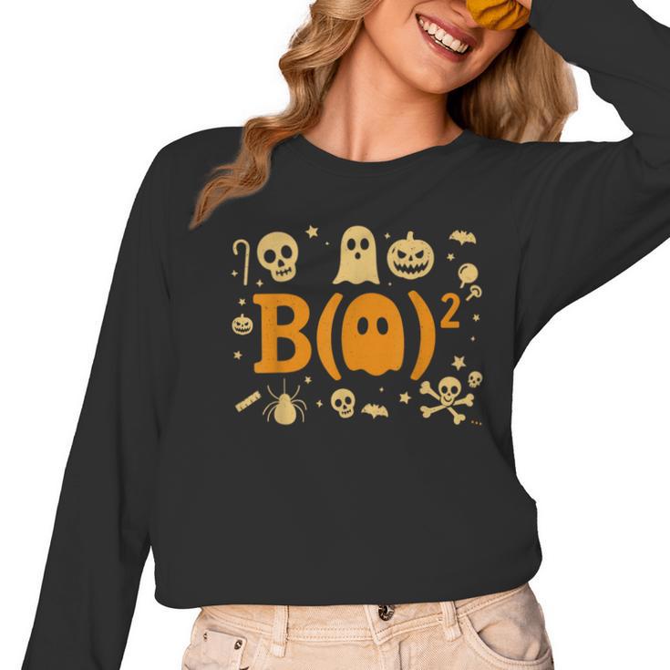 Math Teacher Ghost Shirt Cute Spooky Teacher Halloween Women Long Sleeve T-Shirt