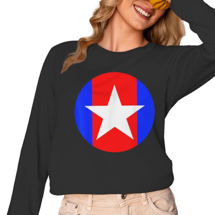 Nerdy Captain Sweatpants Retro Comic Book Fan Teacher Women Long Sleeve T-Shirt