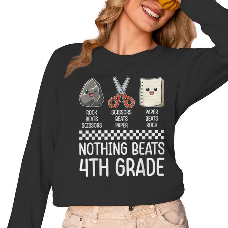 Nothing Beats 4th Grade Back To School Kids Teachers Women Long Sleeve T-Shirt