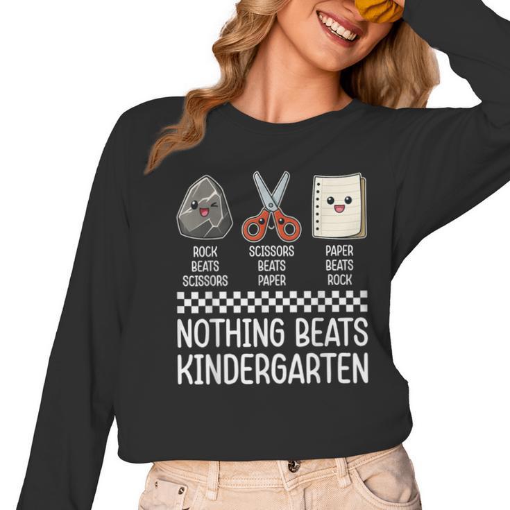 Nothing Beats Kindergarten Back To School Kids Teacher Women Long Sleeve T-Shirt
