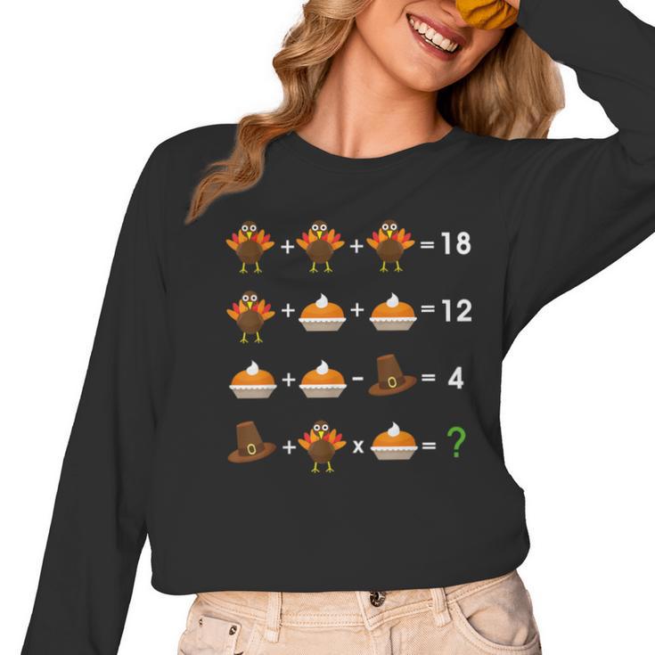 Order Of Operations Thanksgiving Quiz Math Teacher Women Long Sleeve T-Shirt