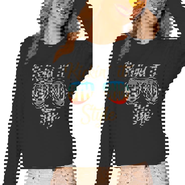 P41l Retro Kickin It 5th Grade Style Teacher Back To School For Men Women Girls Kids Women Long Sleeve T-Shirt