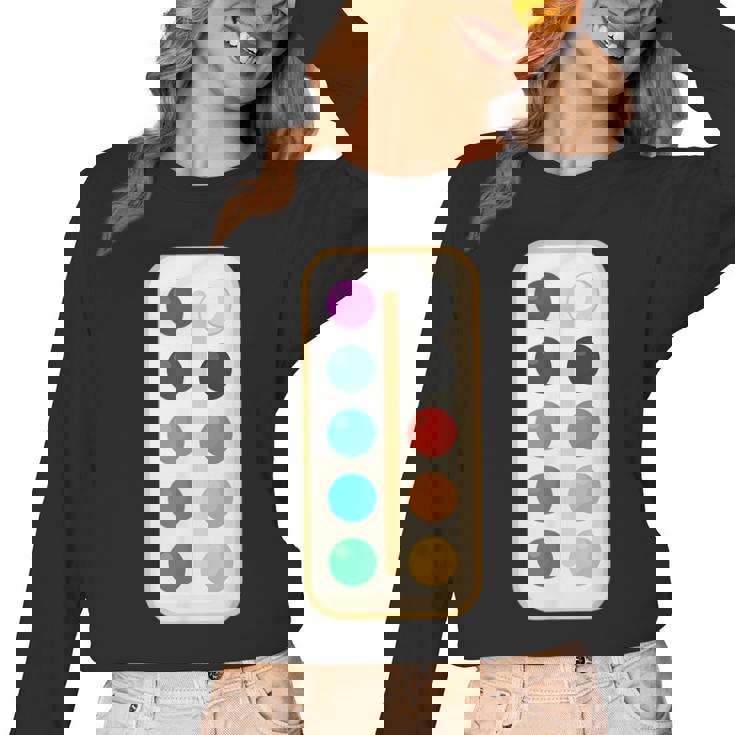 Paint Palette ArtSet Halloween Costume For Teachers Students For Men Women Kids Women Long Sleeve T-Shirt